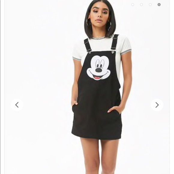 Disney Dresses & Skirts - Mickey Mouse Black Denim Overall Dress - Size M